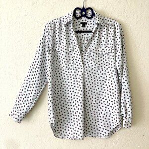 Ann Taylor Heart Pattern Flowy Blouse (XS)